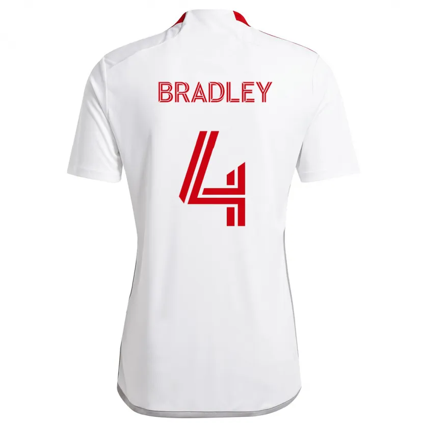 Danxen Hombre Camiseta Michael Bradley #4 Blanco Rojo 2ª Equipación 2024/25 La Camisa