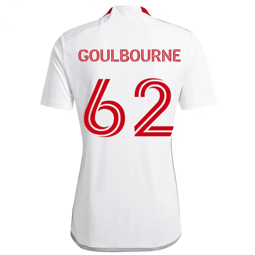 Danxen Hombre Camiseta Rohan Goulbourne #62 Blanco Rojo 2ª Equipación 2024/25 La Camisa