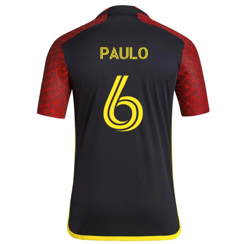 Danxen Hombre Camiseta João Paulo #6 Negro Rojo 2ª Equipación 2024/25 La Camisa