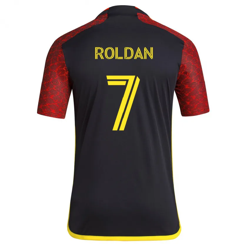 Danxen Hombre Camiseta Cristian Roldán #7 Negro Rojo 2ª Equipación 2024/25 La Camisa