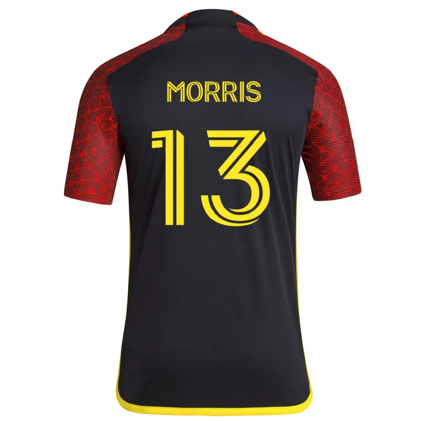 Danxen Hombre Camiseta Jordan Morris #13 Negro Rojo 2ª Equipación 2024/25 La Camisa