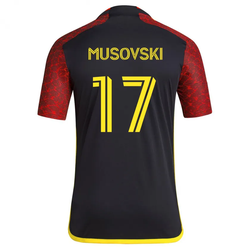 Danxen Hombre Camiseta Danny Musovski #17 Negro Rojo 2ª Equipación 2024/25 La Camisa