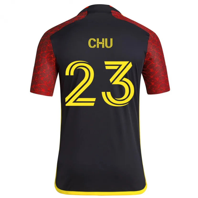 Danxen Hombre Camiseta Léo Chú #23 Negro Rojo 2ª Equipación 2024/25 La Camisa