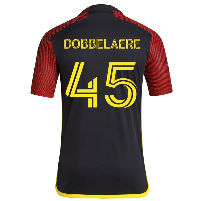 Danxen Hombre Camiseta Ethan Dobbelaere #45 Negro Rojo 2ª Equipación 2024/25 La Camisa