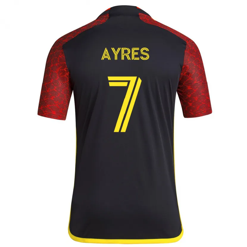 Danxen Hombre Camiseta Melina Ayres #7 Negro Rojo 2ª Equipación 2024/25 La Camisa