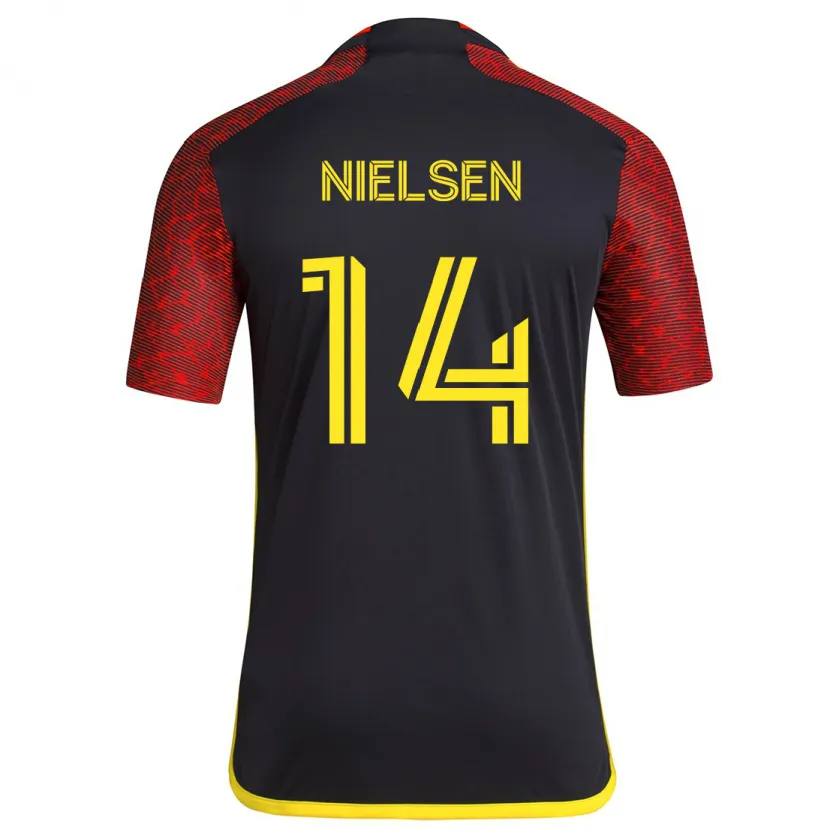 Danxen Hombre Camiseta Taylor Nielsen #14 Negro Rojo 2ª Equipación 2024/25 La Camisa