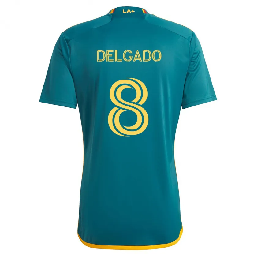 Danxen Hombre Camiseta Mark Delgado #8 Verde Amarillo 2ª Equipación 2024/25 La Camisa