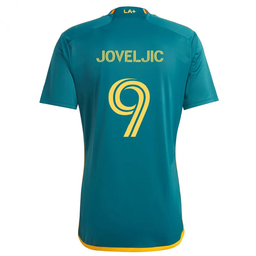 Danxen Hombre Camiseta Dejan Joveljic #9 Verde Amarillo 2ª Equipación 2024/25 La Camisa