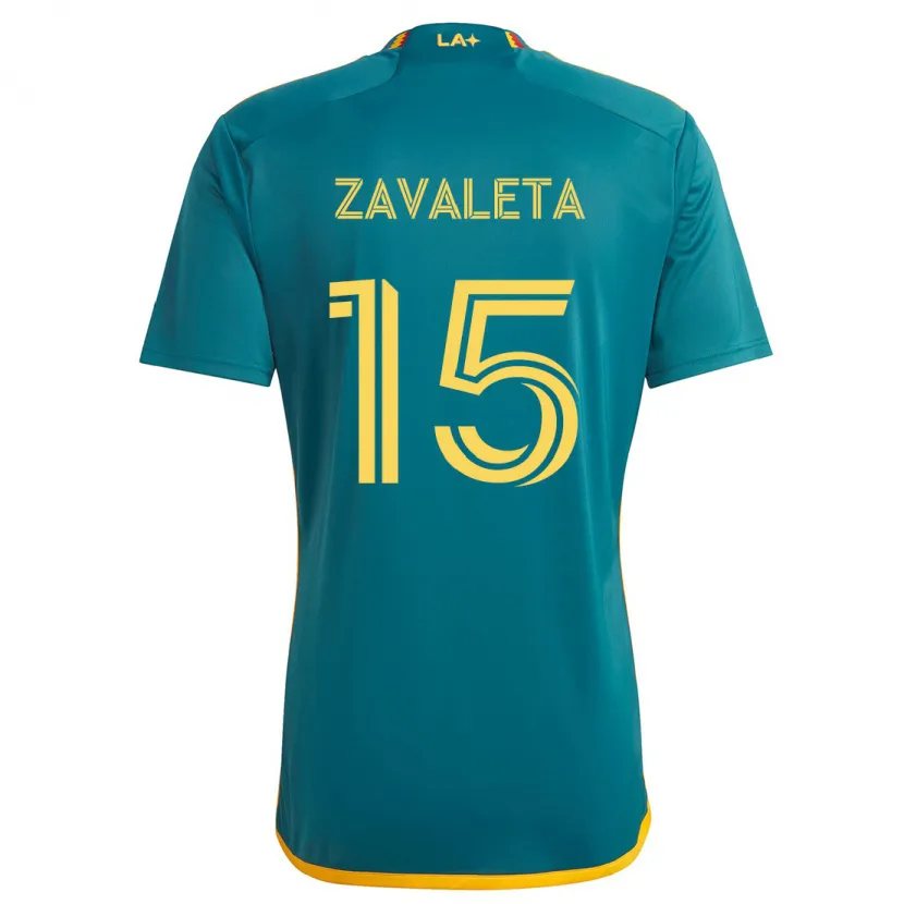 Danxen Hombre Camiseta Eriq Zavaleta #15 Verde Amarillo 2ª Equipación 2024/25 La Camisa