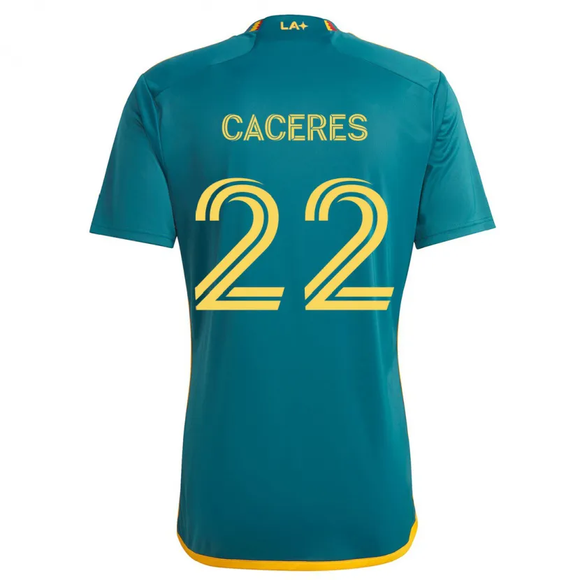 Danxen Hombre Camiseta Martín Cáceres #22 Verde Amarillo 2ª Equipación 2024/25 La Camisa