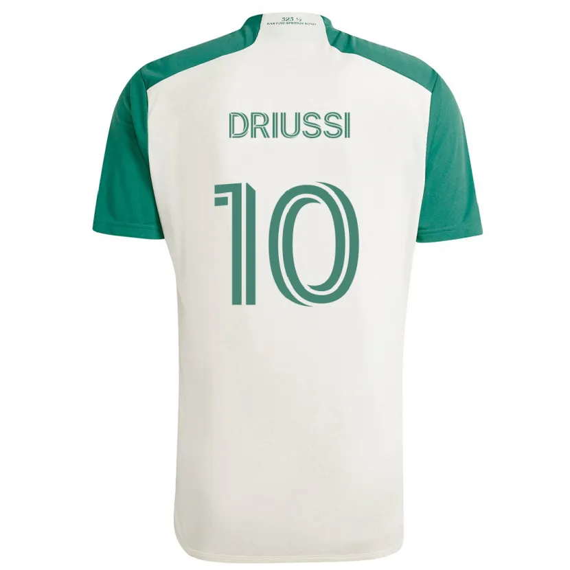 Danxen Hombre Camiseta Sebastián Driussi #10 Colores Tostados Verde 2ª Equipación 2024/25 La Camisa