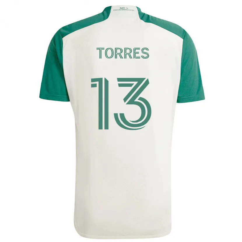 Danxen Hombre Camiseta Leo Torres #13 Colores Tostados Verde 2ª Equipación 2024/25 La Camisa