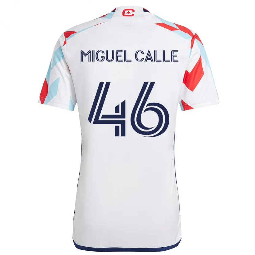 Danxen Hombre Camiseta Juan Miguel Calle #46 Blanco Rojo Azul 2ª Equipación 2024/25 La Camisa