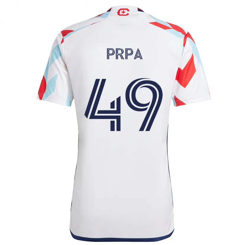 Danxen Hombre Camiseta Luka Prpa #49 Blanco Rojo Azul 2ª Equipación 2024/25 La Camisa