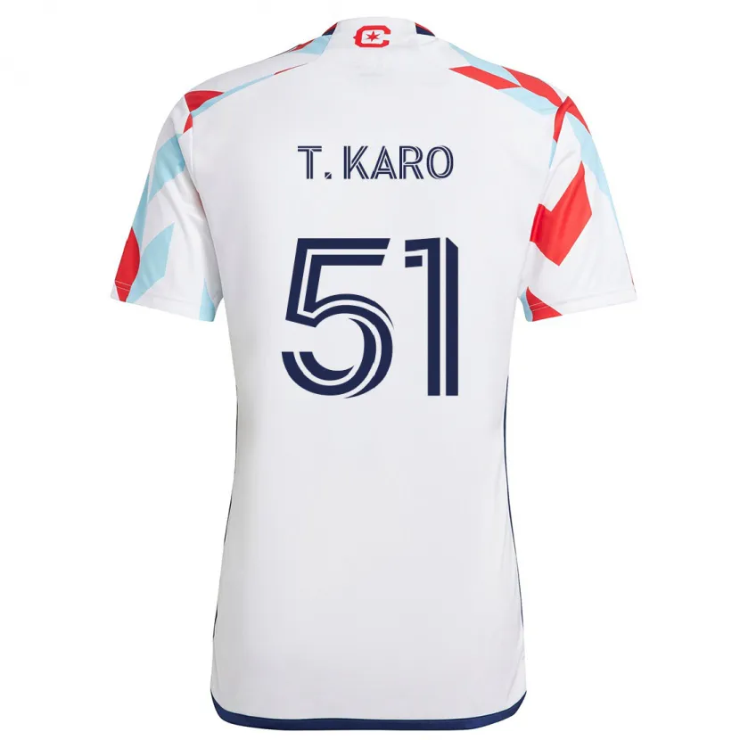 Danxen Hombre Camiseta David Tchétchao Karo #51 Blanco Rojo Azul 2ª Equipación 2024/25 La Camisa