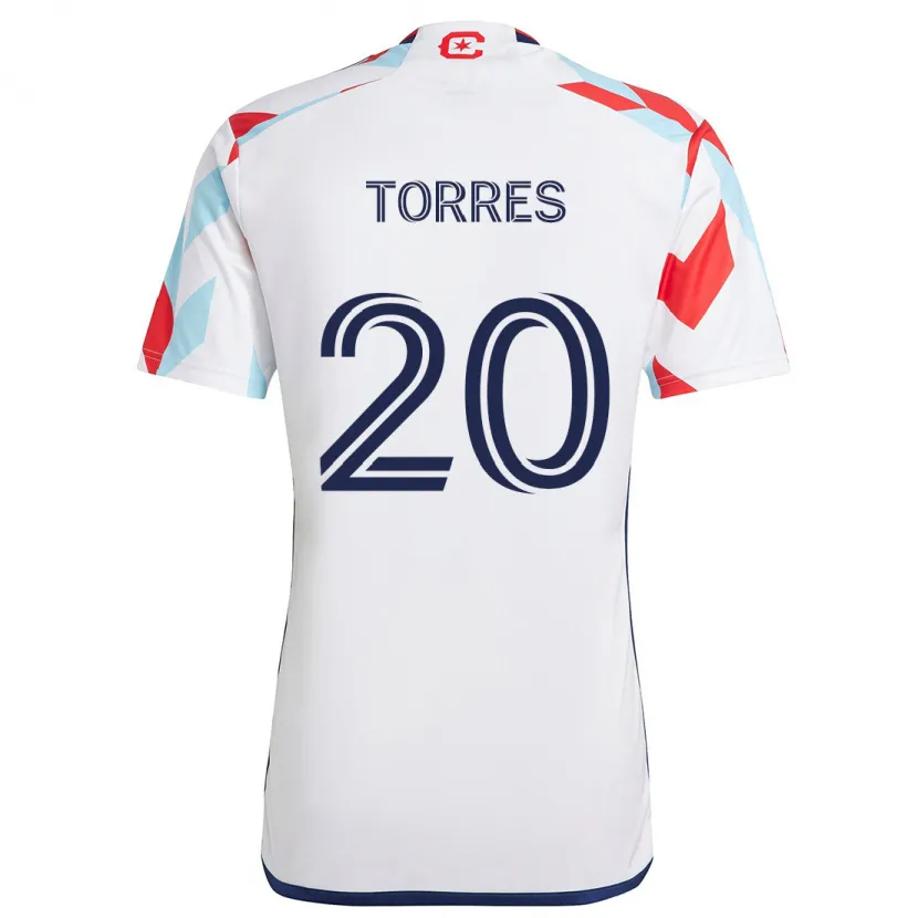 Danxen Hombre Camiseta Jairo Torres #20 Blanco Rojo Azul 2ª Equipación 2024/25 La Camisa