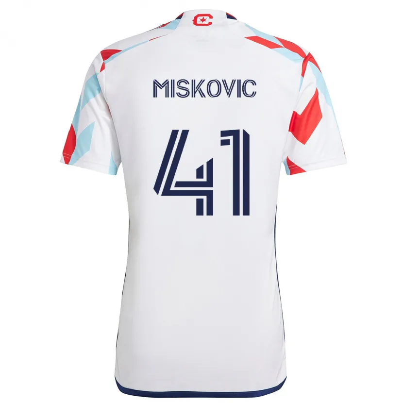 Danxen Hombre Camiseta Mihajlo Miskovic #41 Blanco Rojo Azul 2ª Equipación 2024/25 La Camisa