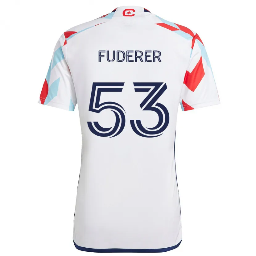 Danxen Hombre Camiseta Jake Fuderer #53 Blanco Rojo Azul 2ª Equipación 2024/25 La Camisa