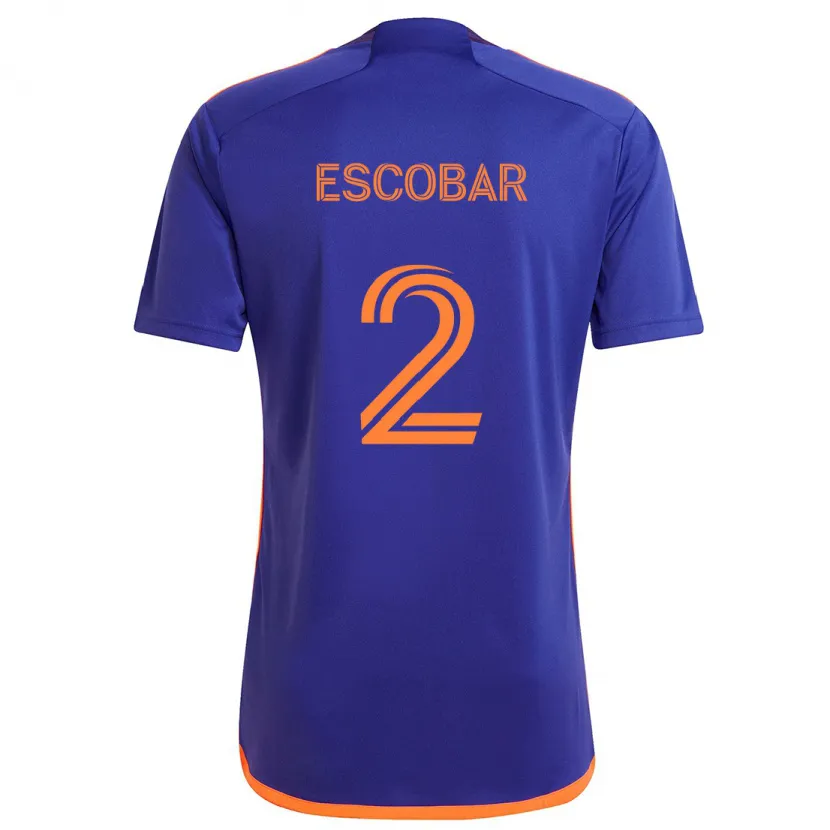 Danxen Hombre Camiseta Franco Escobar #2 Púrpura Naranja 2ª Equipación 2024/25 La Camisa