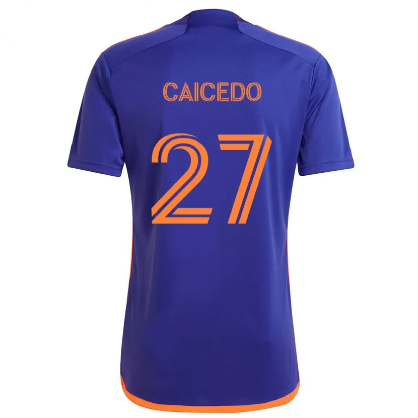 Danxen Hombre Camiseta Luis Caicedo #27 Púrpura Naranja 2ª Equipación 2024/25 La Camisa