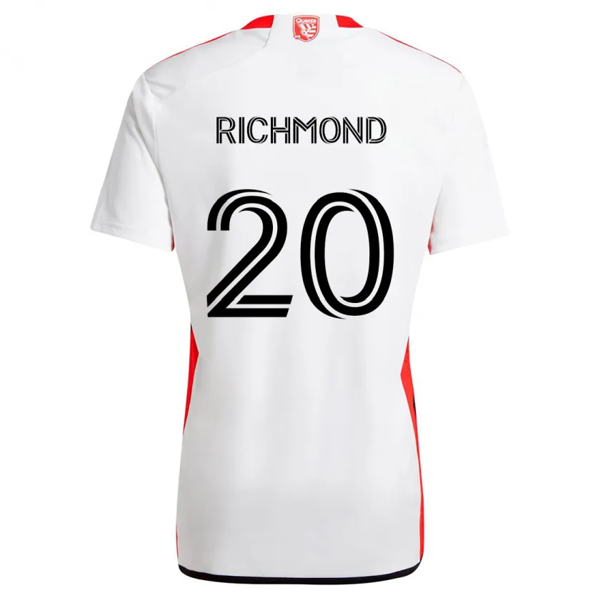 Danxen Hombre Camiseta Will Richmond #20 Blanco Rojo 2ª Equipación 2024/25 La Camisa