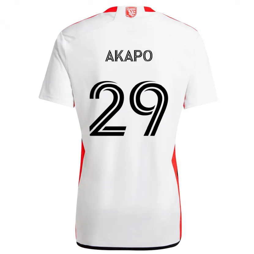 Danxen Hombre Camiseta Carlos Akapo #29 Blanco Rojo 2ª Equipación 2024/25 La Camisa