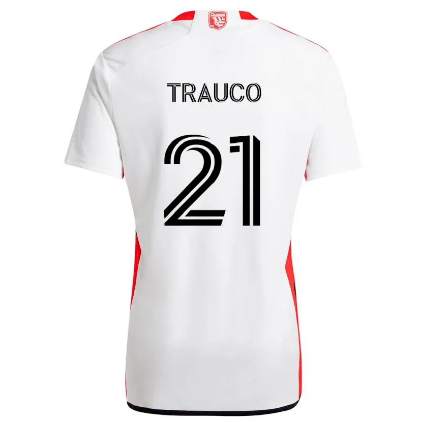 Danxen Hombre Camiseta Miguel Trauco #21 Blanco Rojo 2ª Equipación 2024/25 La Camisa