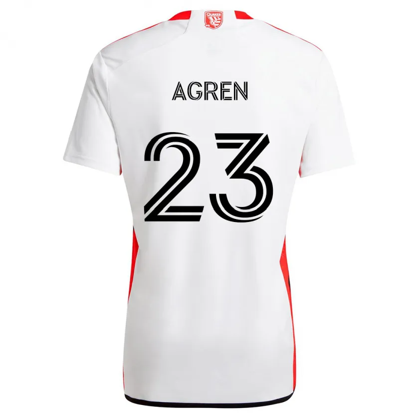 Danxen Hombre Camiseta Oskar Agren #23 Blanco Rojo 2ª Equipación 2024/25 La Camisa