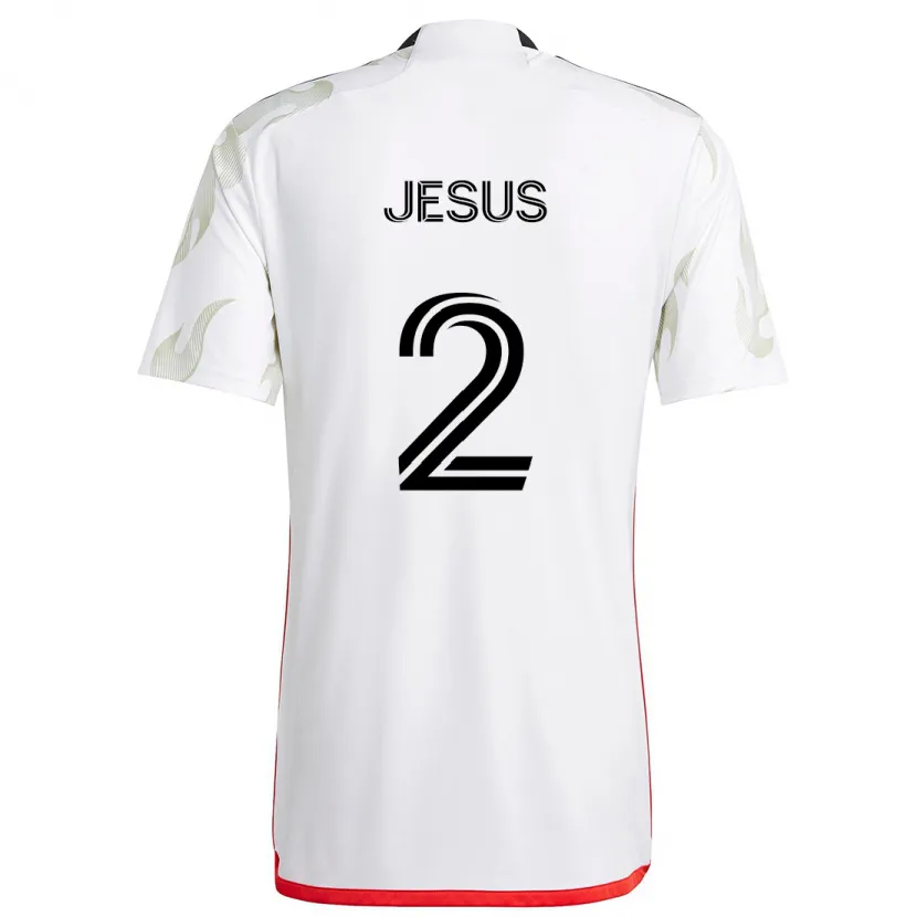 Danxen Hombre Camiseta Geovane Jesus #2 Blanco Rojo Negro 2ª Equipación 2024/25 La Camisa