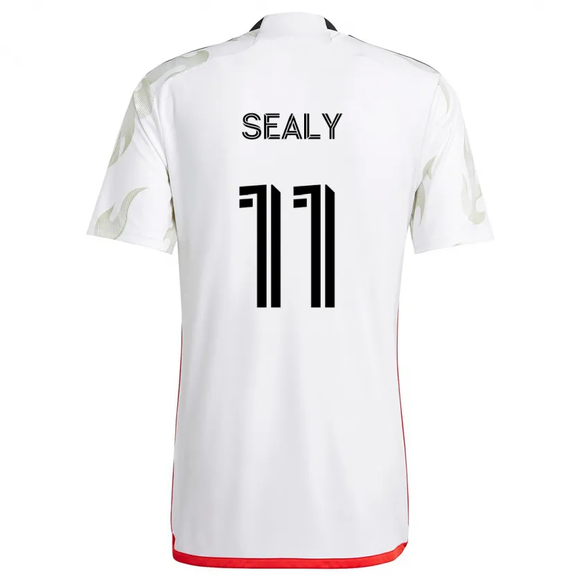 Danxen Hombre Camiseta Dante Sealy #11 Blanco Rojo Negro 2ª Equipación 2024/25 La Camisa