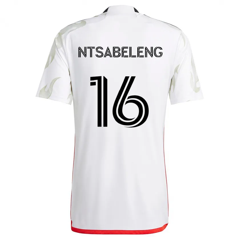 Danxen Hombre Camiseta Tsiki Ntsabeleng #16 Blanco Rojo Negro 2ª Equipación 2024/25 La Camisa