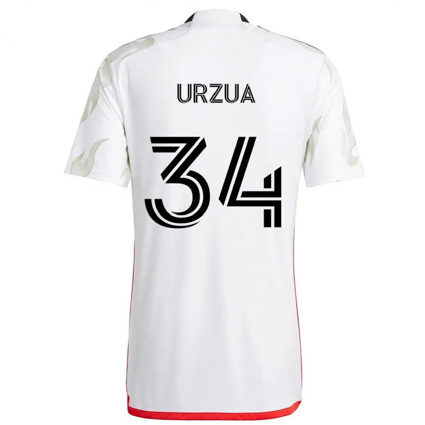 Danxen Hombre Camiseta Alejandro Urzua #34 Blanco Rojo Negro 2ª Equipación 2024/25 La Camisa