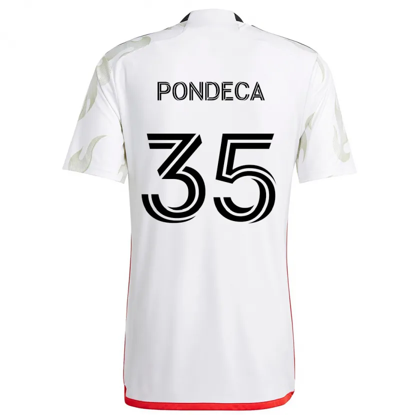 Danxen Hombre Camiseta Tomas Pondeca #35 Blanco Rojo Negro 2ª Equipación 2024/25 La Camisa