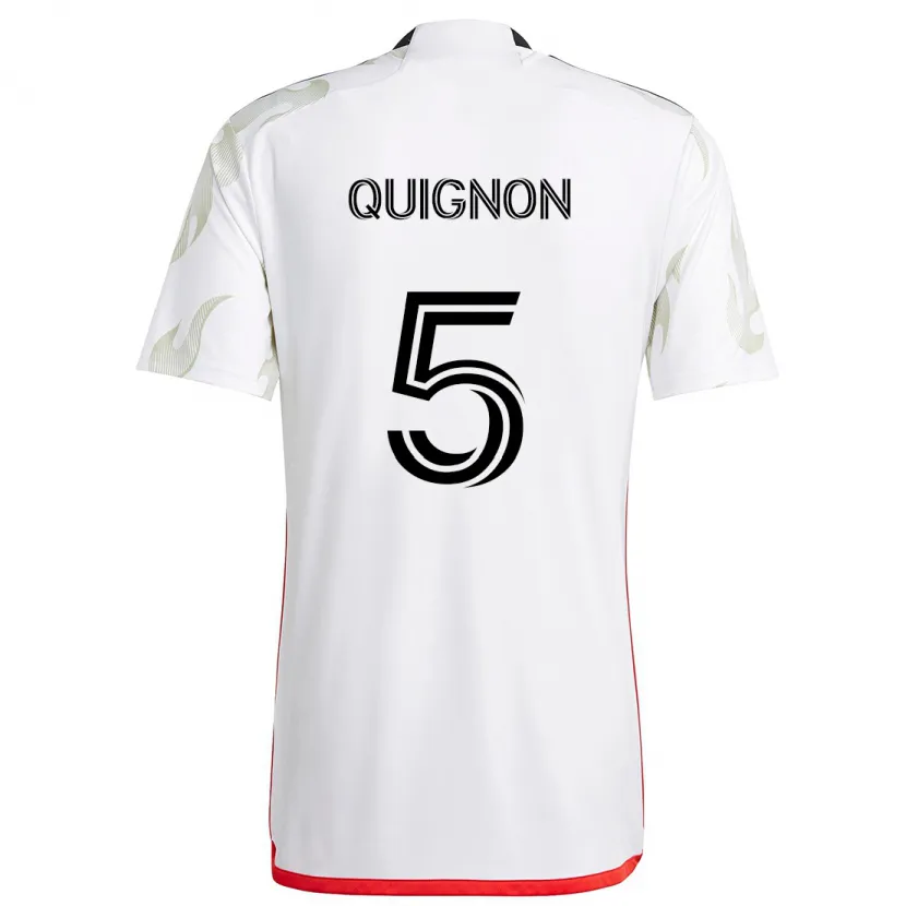 Danxen Hombre Camiseta Facundo Quignón #5 Blanco Rojo Negro 2ª Equipación 2024/25 La Camisa