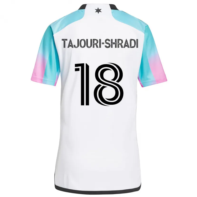 Danxen Hombre Camiseta Ismael Tajouri-Shradi #18 Blanco Azul Negro 2ª Equipación 2024/25 La Camisa