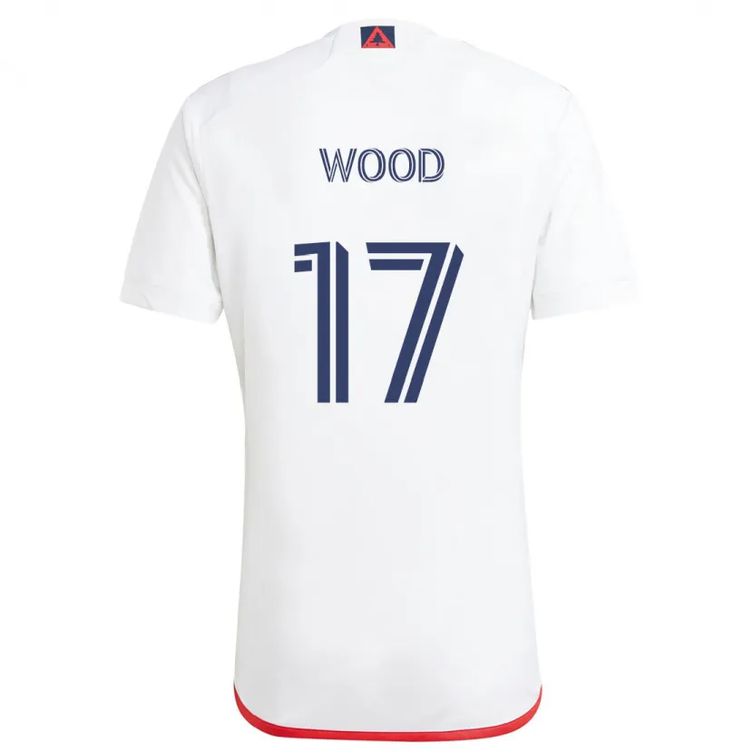 Danxen Hombre Camiseta Bobby Wood #17 Blanco Rojo 2ª Equipación 2024/25 La Camisa