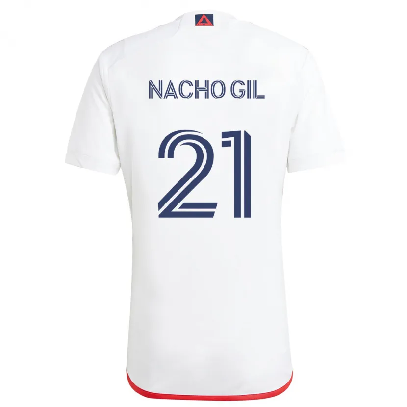 Danxen Hombre Camiseta Nacho Gil #21 Blanco Rojo 2ª Equipación 2024/25 La Camisa