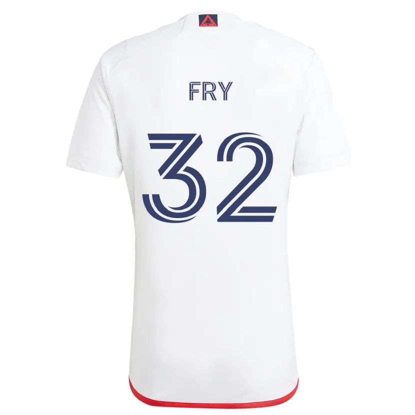 Danxen Hombre Camiseta Malcolm Fry #32 Blanco Rojo 2ª Equipación 2024/25 La Camisa