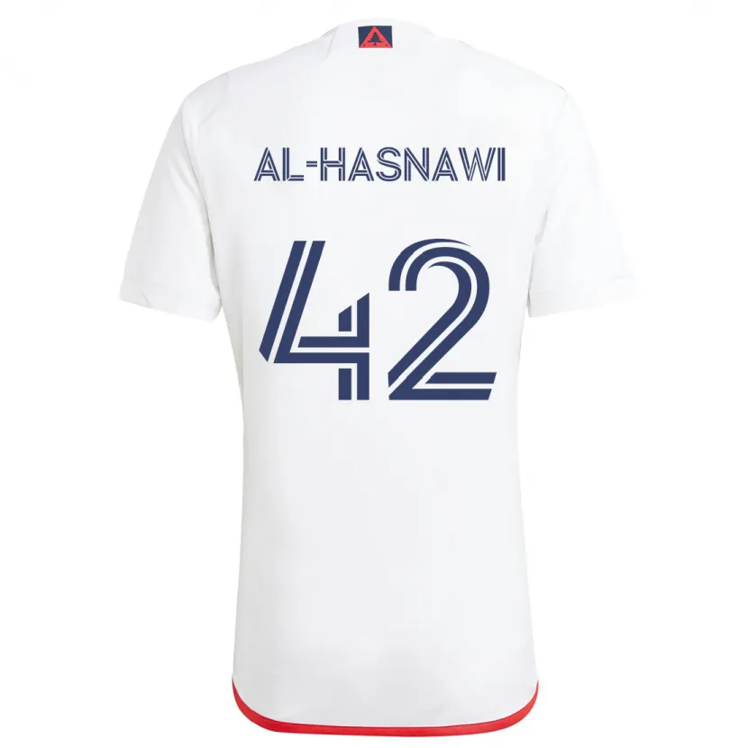 Danxen Hombre Camiseta Moshtaba Al-Hasnawi #42 Blanco Rojo 2ª Equipación 2024/25 La Camisa