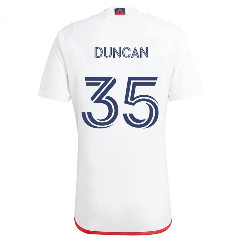 Danxen Hombre Camiseta Nakye Greenidge-Duncan #35 Blanco Rojo 2ª Equipación 2024/25 La Camisa