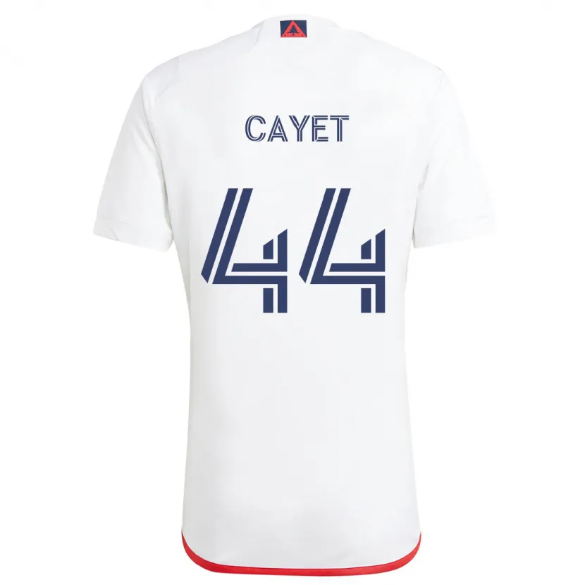 Danxen Hombre Camiseta Pierre Cayet #44 Blanco Rojo 2ª Equipación 2024/25 La Camisa