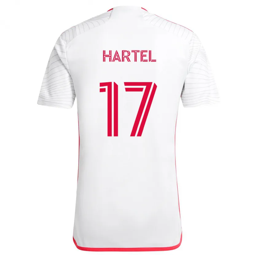 Danxen Hombre Camiseta Marcel Hartel #17 Blanco Rojo 2ª Equipación 2024/25 La Camisa