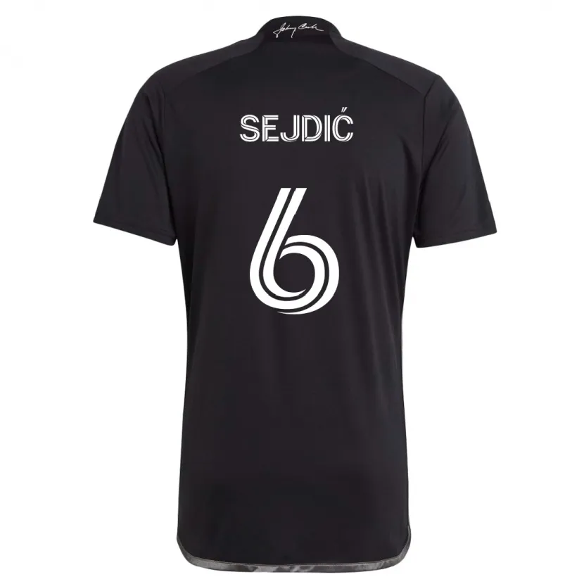 Danxen Hombre Camiseta Amar Sejdić #6 Negro 2ª Equipación 2024/25 La Camisa