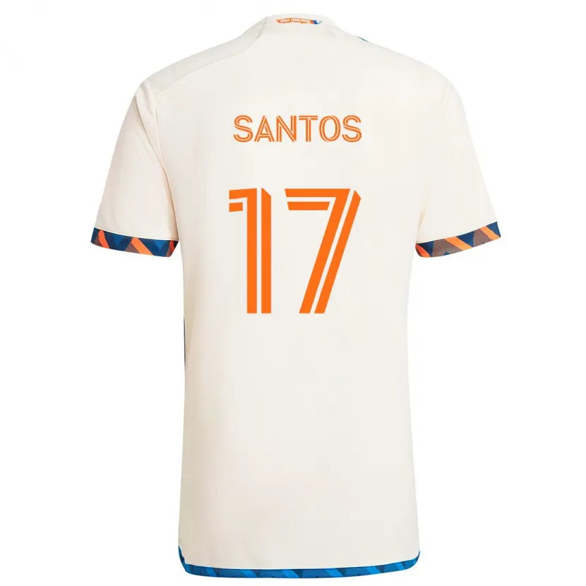 Danxen Hombre Camiseta Sergio Santos #17 Blanco Naranja 2ª Equipación 2024/25 La Camisa