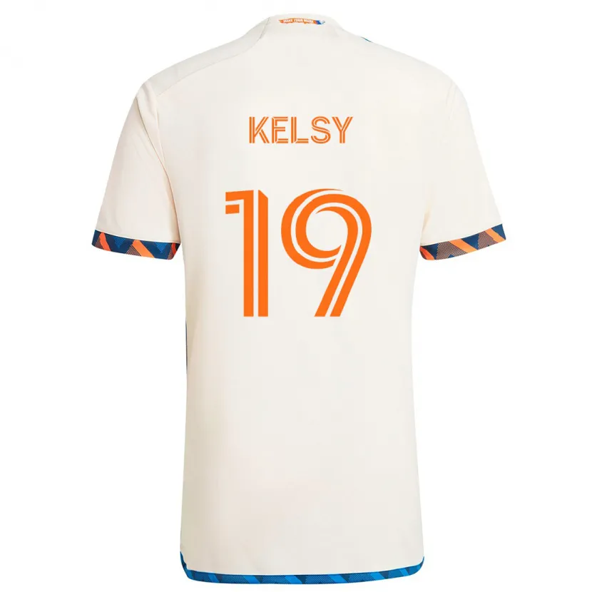 Danxen Hombre Camiseta Kevin Kelsy #19 Blanco Naranja 2ª Equipación 2024/25 La Camisa