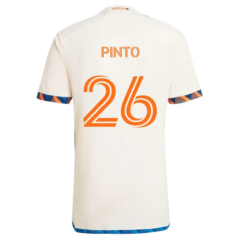 Danxen Hombre Camiseta Malik Pinto #26 Blanco Naranja 2ª Equipación 2024/25 La Camisa