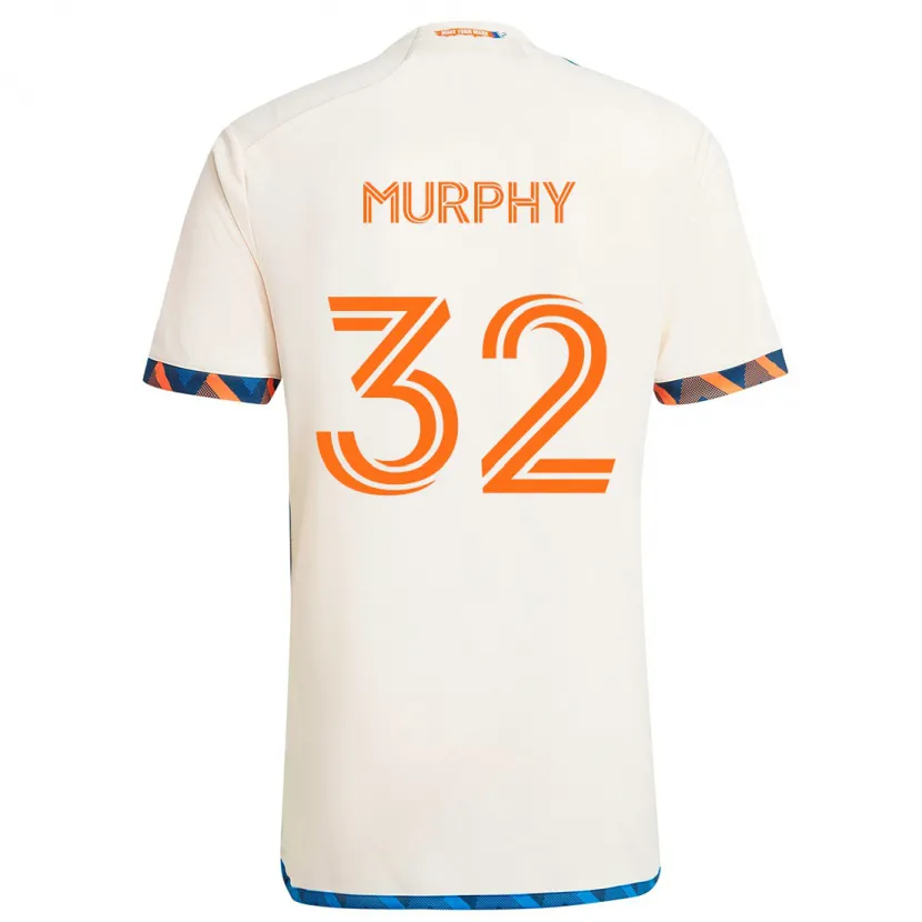 Danxen Hombre Camiseta Ian Murphy #32 Blanco Naranja 2ª Equipación 2024/25 La Camisa