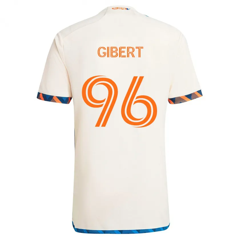 Danxen Hombre Camiseta Gaël Gibert #96 Blanco Naranja 2ª Equipación 2024/25 La Camisa