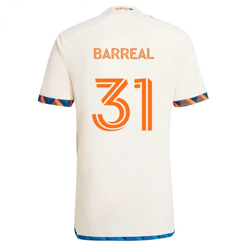 Danxen Hombre Camiseta Álvaro Barreal #31 Blanco Naranja 2ª Equipación 2024/25 La Camisa