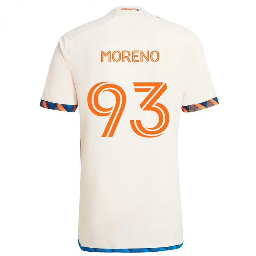 Danxen Hombre Camiseta Júnior Moreno #93 Blanco Naranja 2ª Equipación 2024/25 La Camisa